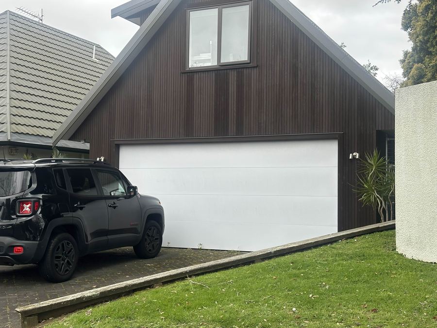 Cedar style garage door installation, Auckland
